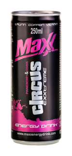 Energy drink MAXX 250cml CIRCUS bílá jahoda + guave